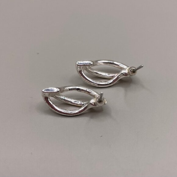 Vintage Silver Gold Tone Dangle Drop Statement Earrings - Picture 2 of 2